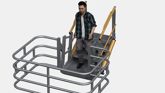 Gangway 3D Model ladder with two metal bars 3D model