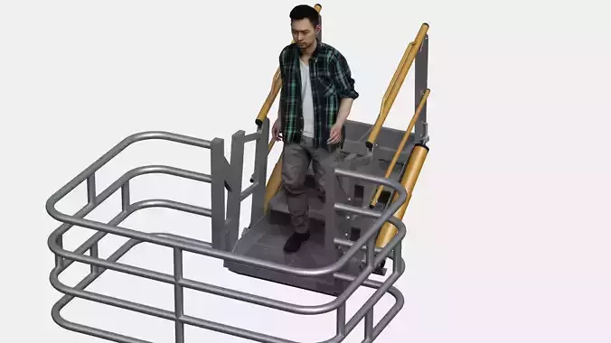 Gangway 3D Model ladder with two metal bars 3D model