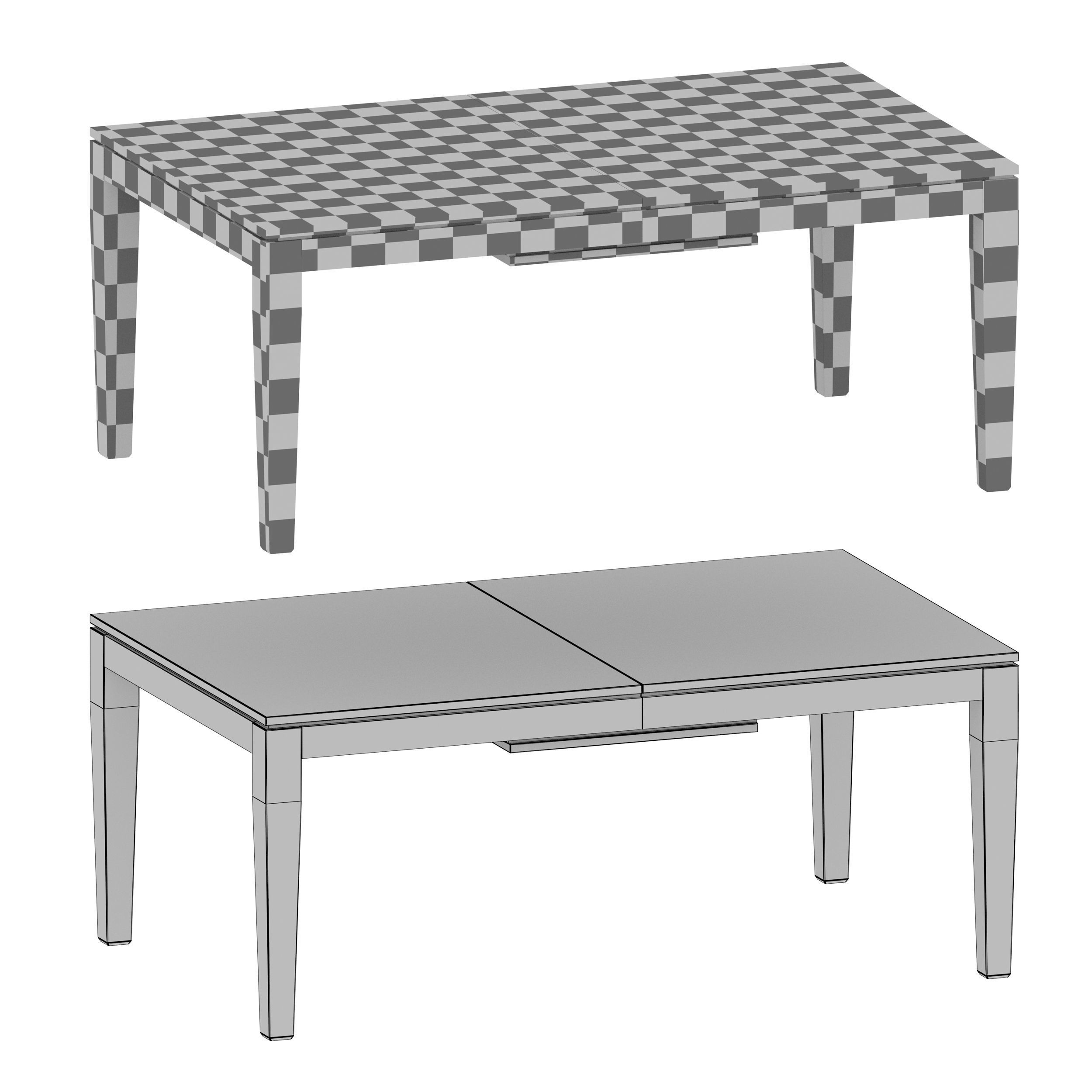 Morris Ash Grey Reclaimed Wood Extension Dining Table 3D model_10