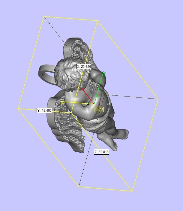 Pendant angel pray wings gems  3D print model_6