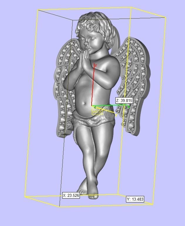 Pendant angel pray wings gems  3D print model_9