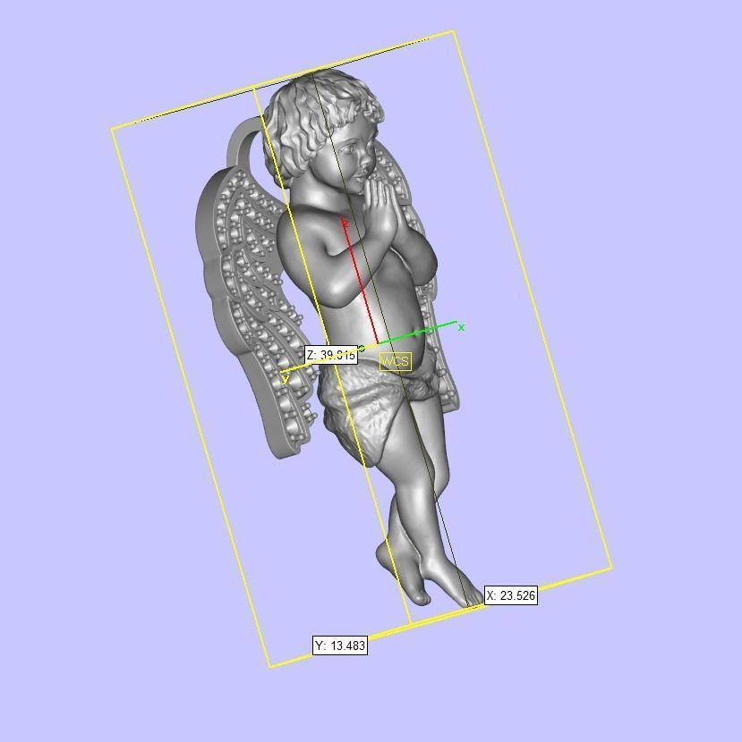 Pendant angel pray wings gems  3D print model_5