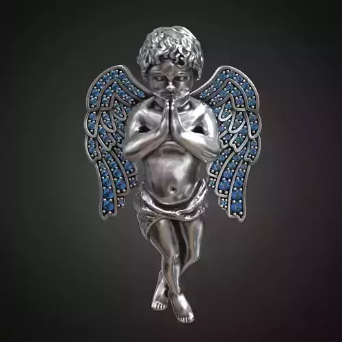 Pendant angel pray wings gems  3D print model