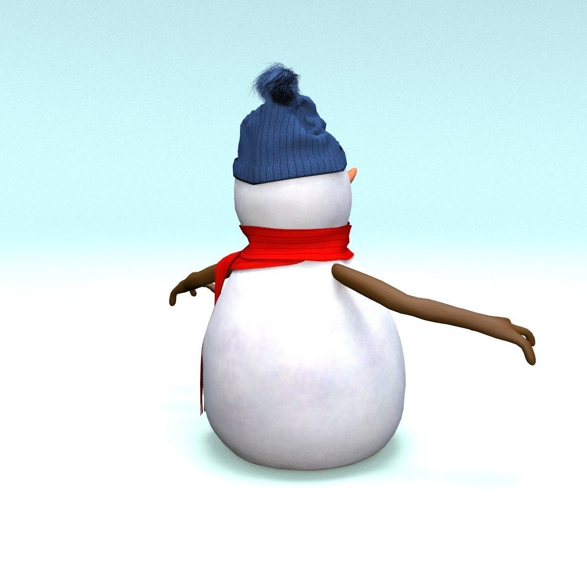 cartoon snowman Low-poly 3D model_7