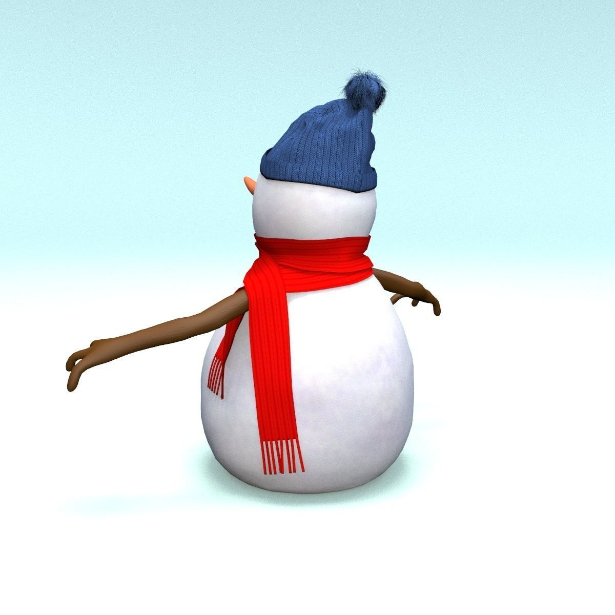 cartoon snowman Low-poly 3D model_9