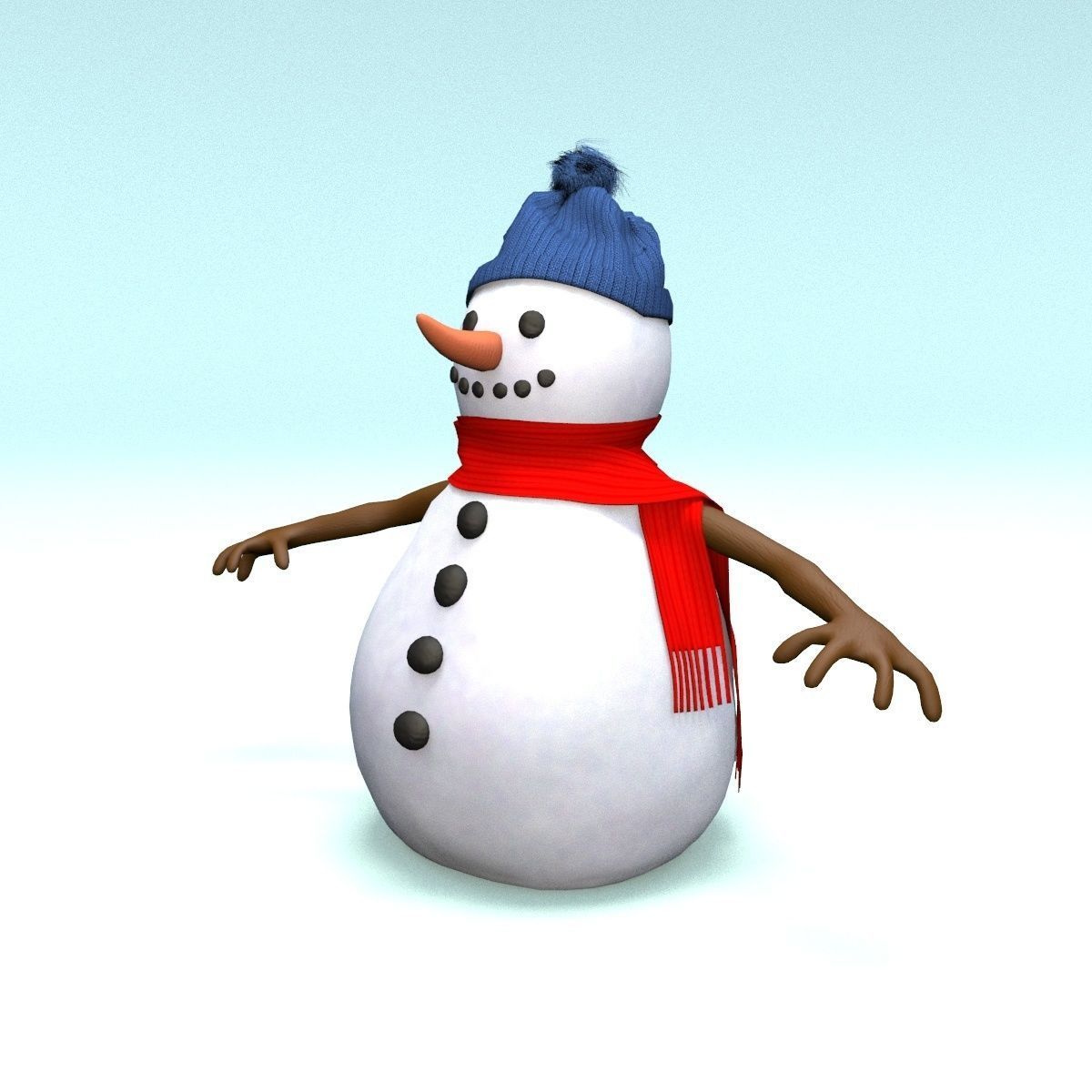 cartoon snowman Low-poly 3D model_11