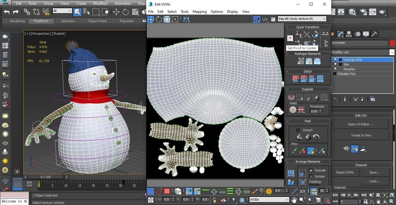 cartoon snowman Low-poly 3D model_14
