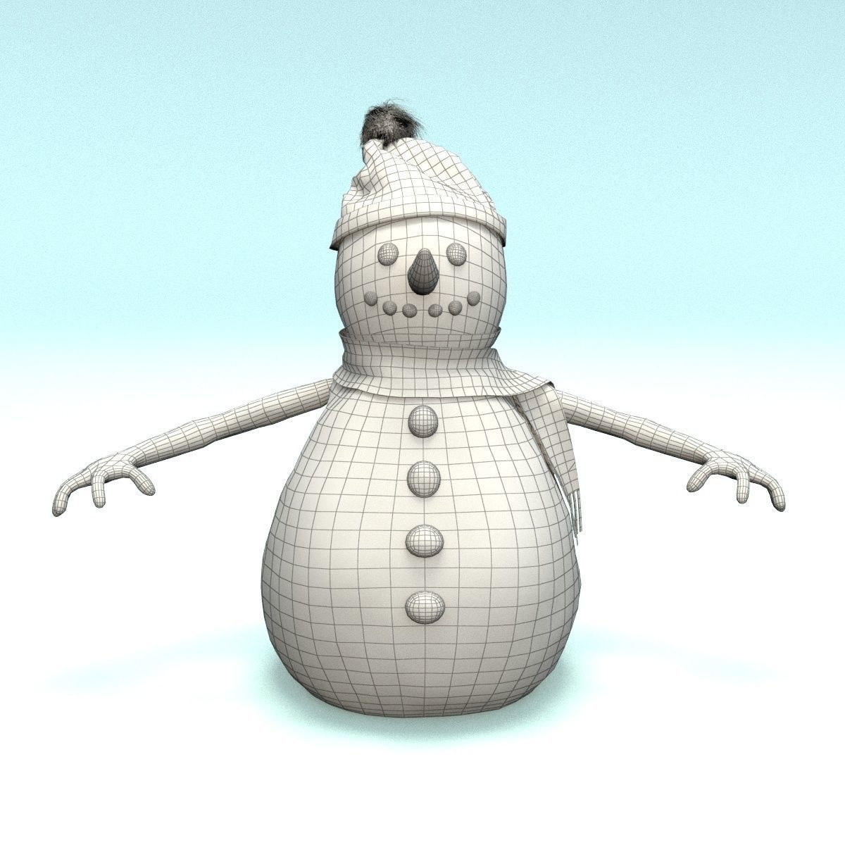 cartoon snowman Low-poly 3D model_13