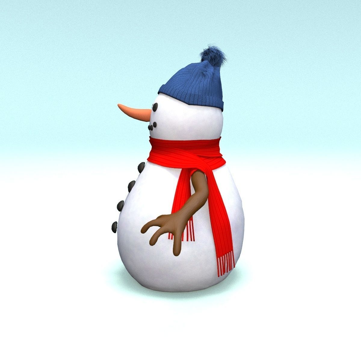 cartoon snowman Low-poly 3D model_10