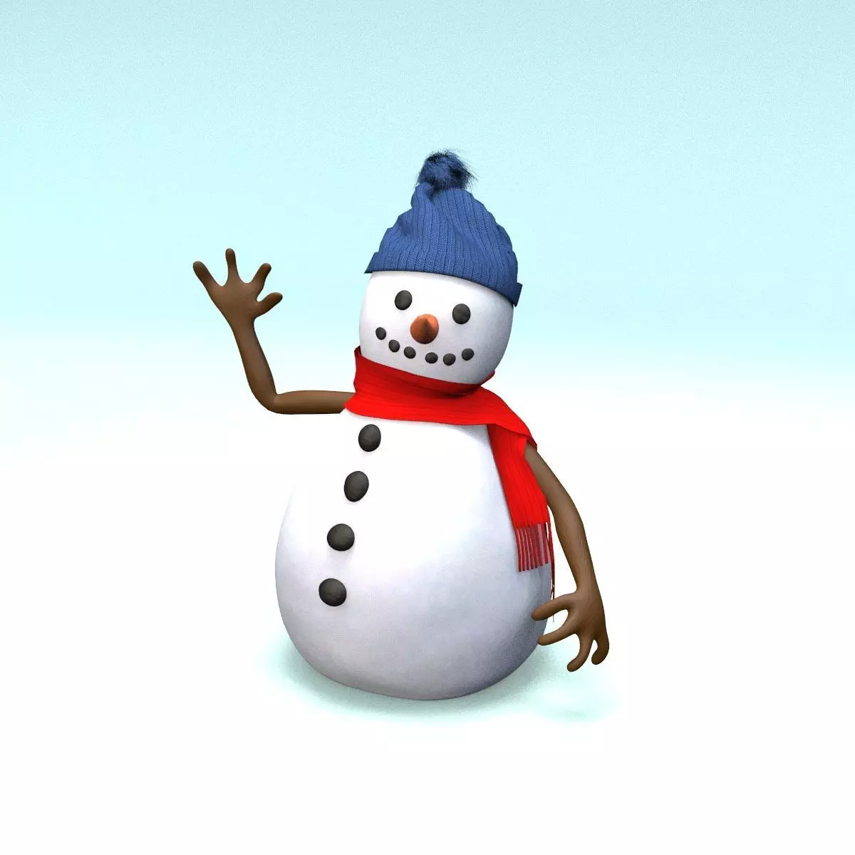 cartoon snowman Low-poly 3D model_0