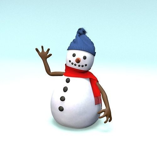 cartoon snowman Low-poly 3D model