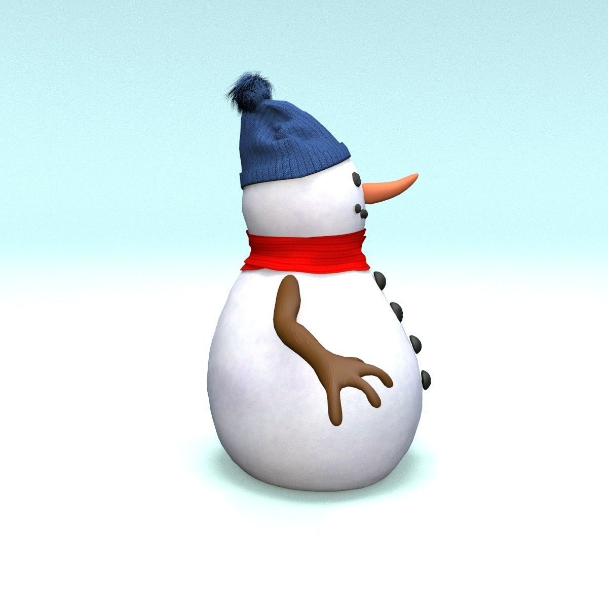 cartoon snowman Low-poly 3D model_6