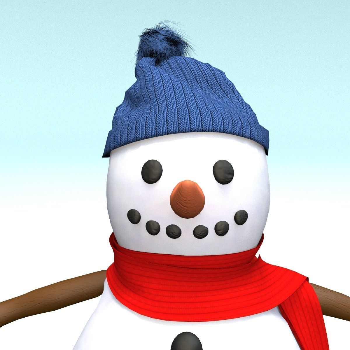 cartoon snowman Low-poly 3D model_2