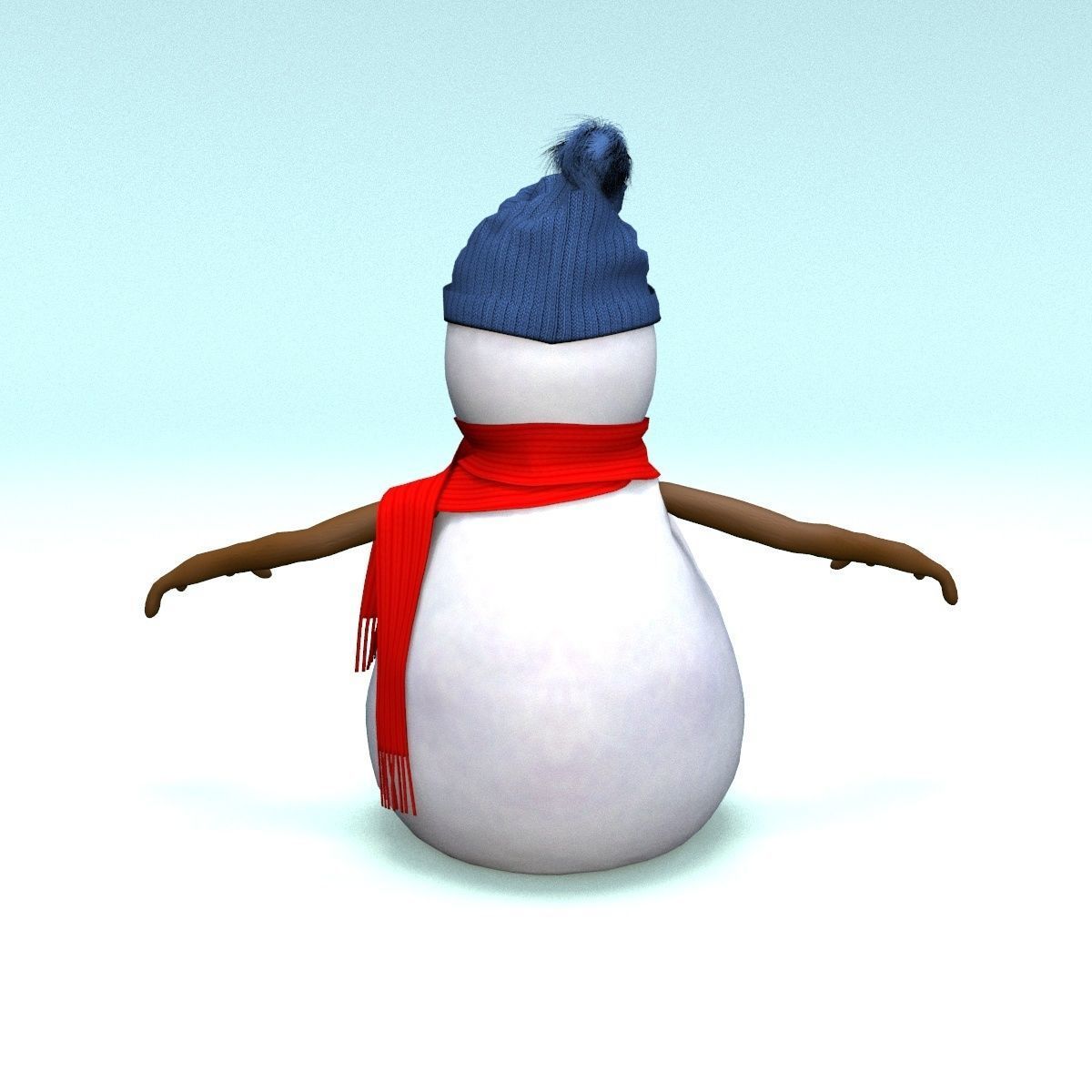 cartoon snowman Low-poly 3D model_8