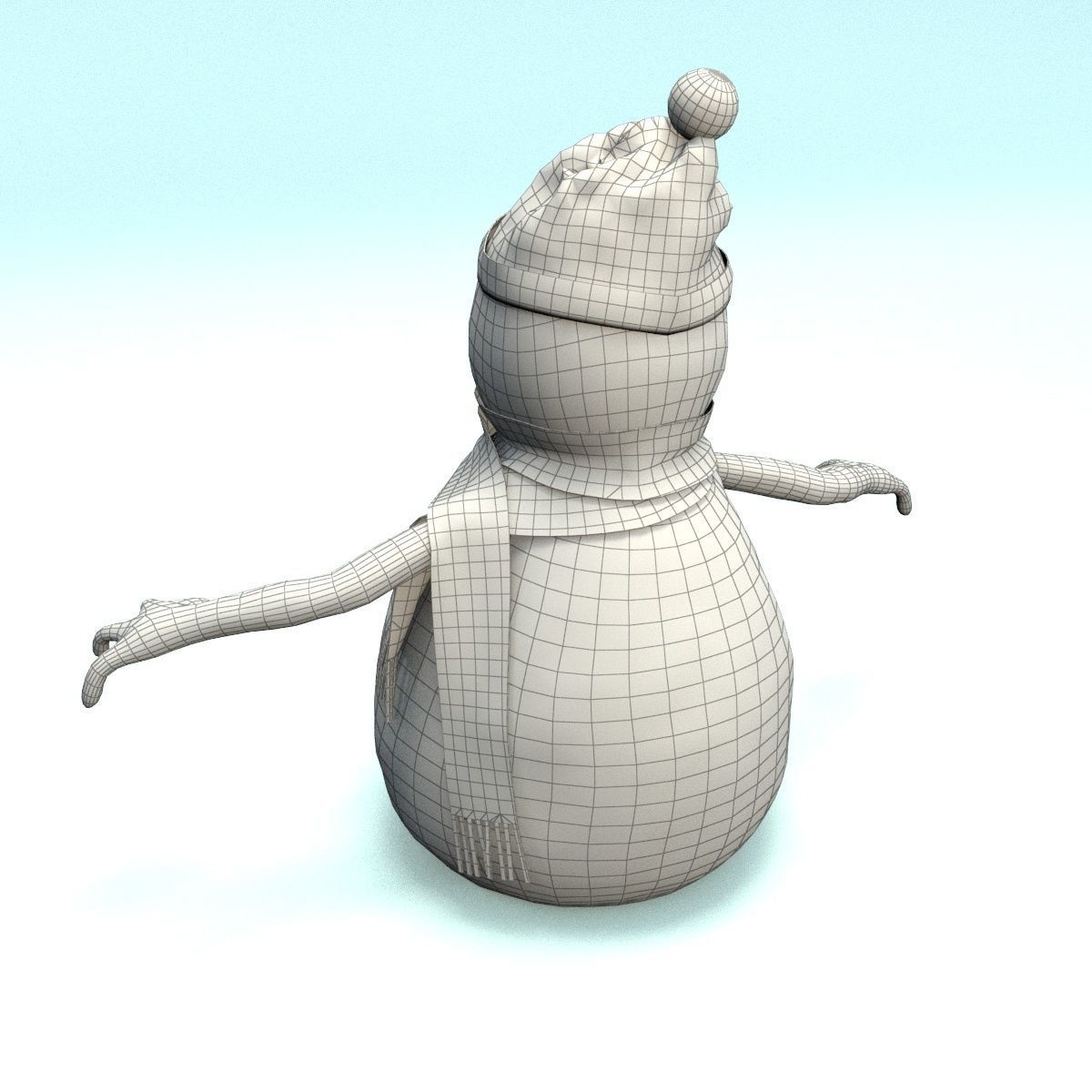 cartoon snowman Low-poly 3D model_12