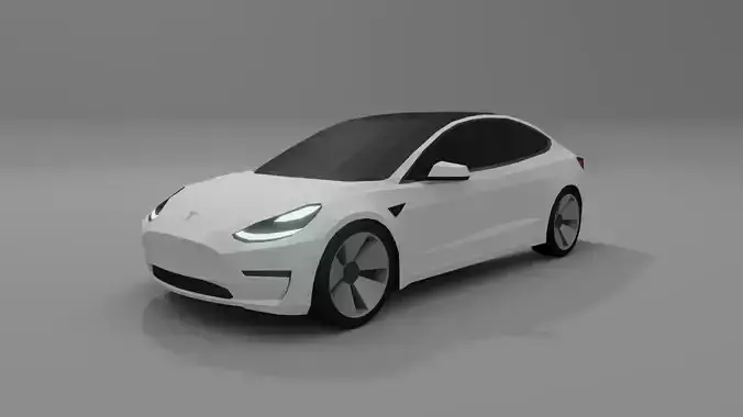 Tesla Model 3 low poly 3D model