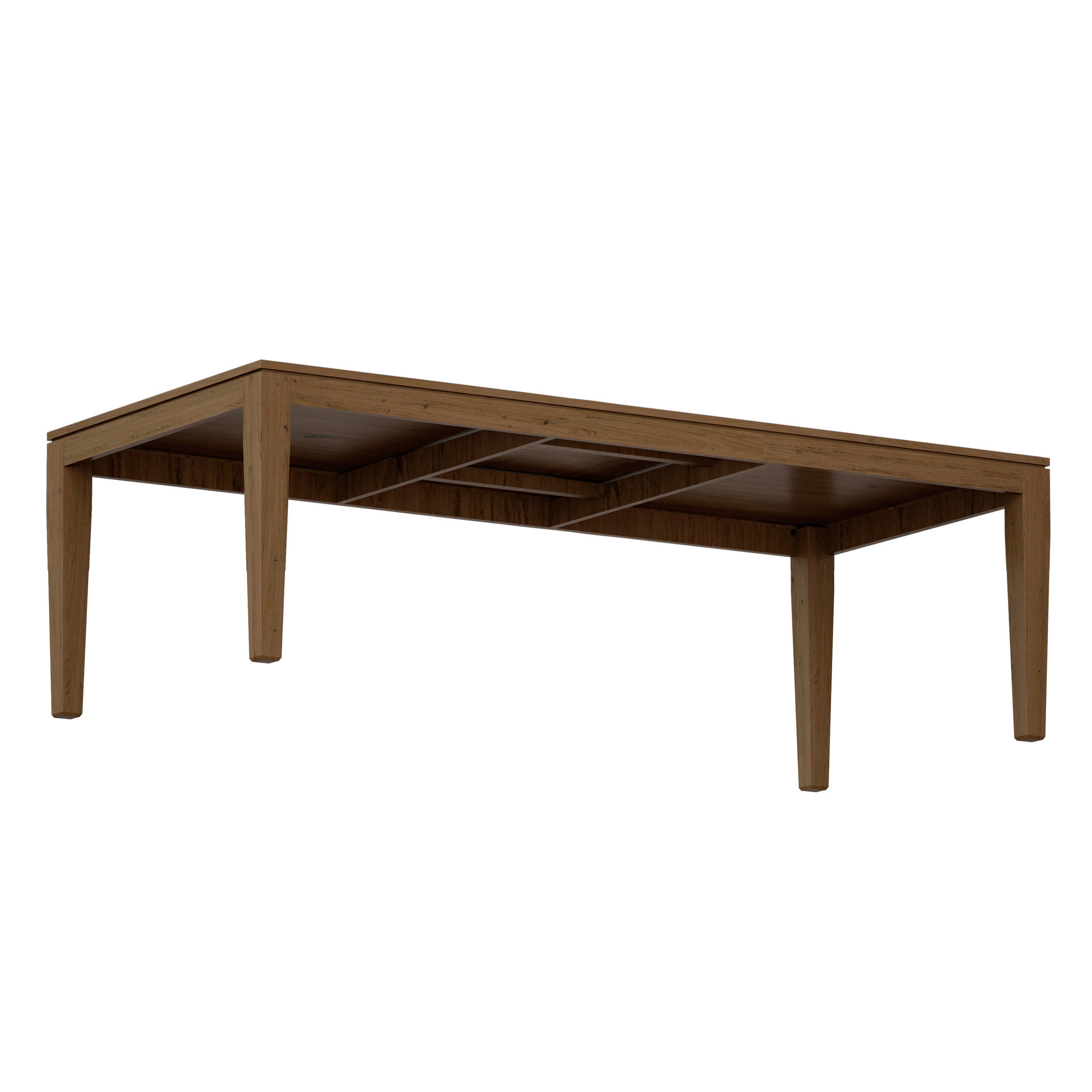 Morris Ash Grey Reclaimed Wood Extension Dining Table Open 3D model_2