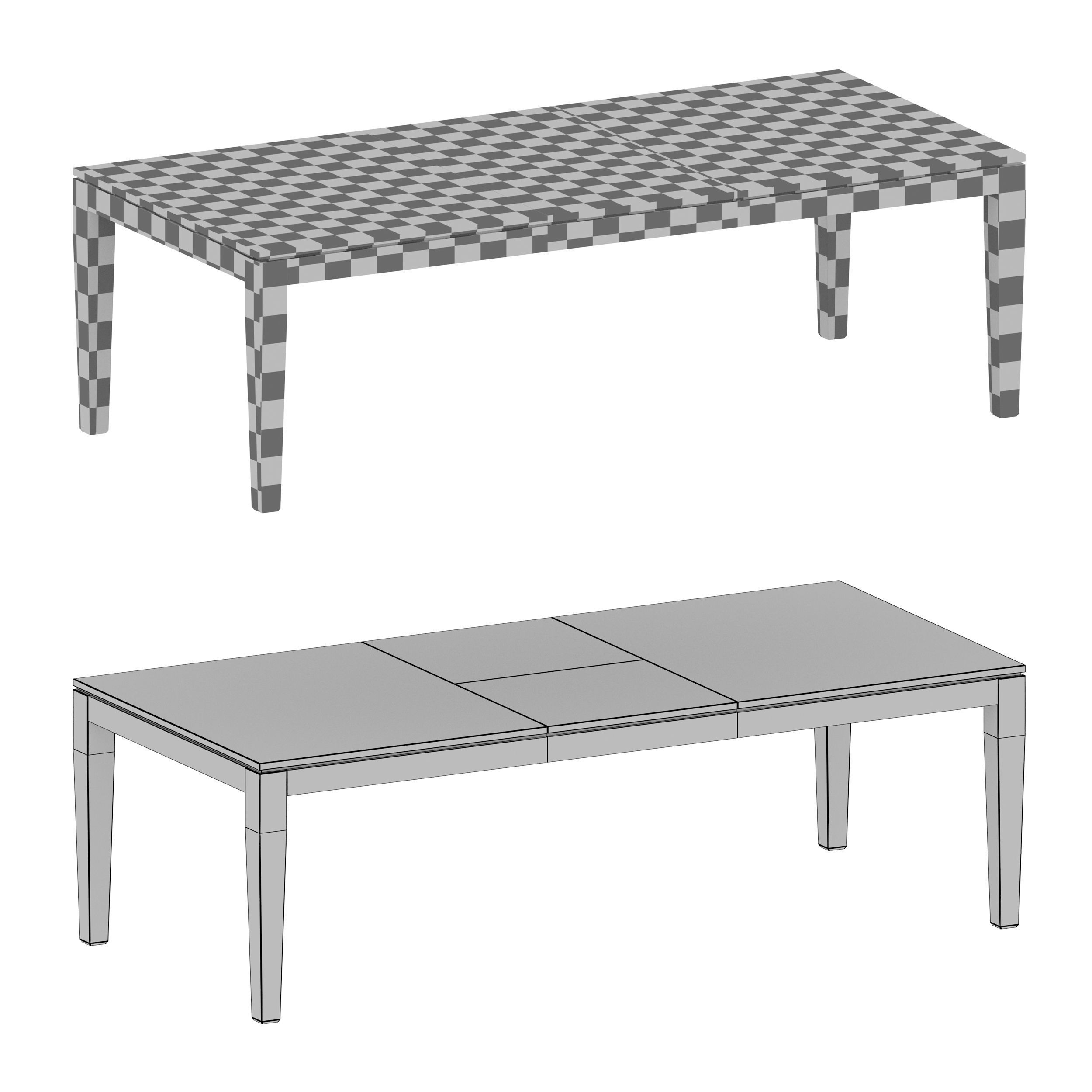 Morris Ash Grey Reclaimed Wood Extension Dining Table Open 3D model_10