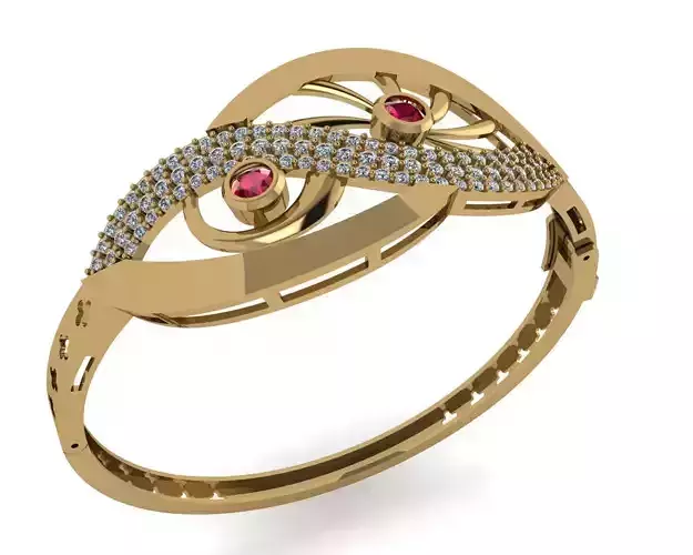 bracelets gold bangle with ruby stones and diamonds