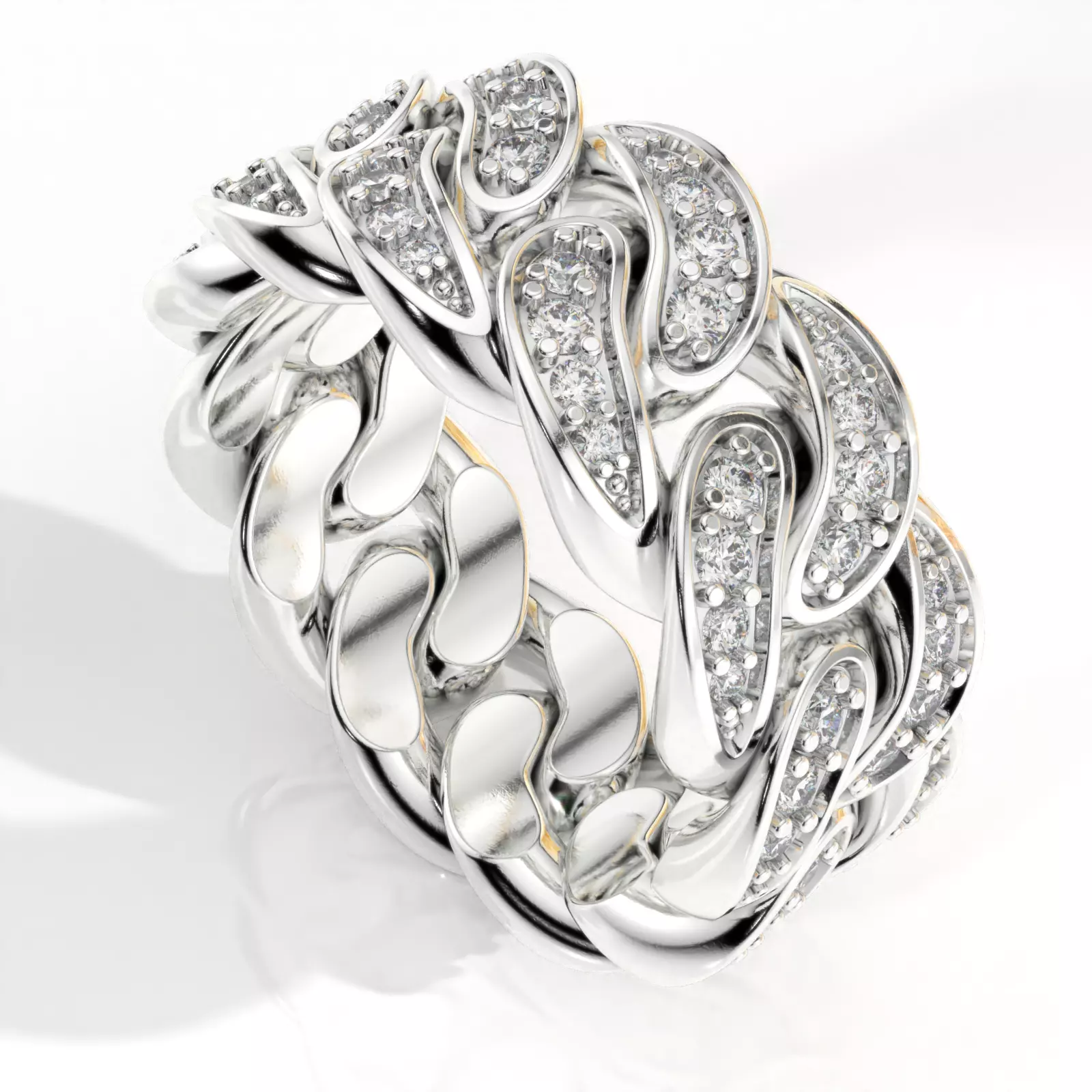 ring cuban chain 7 US size 3D print model 3D print model
