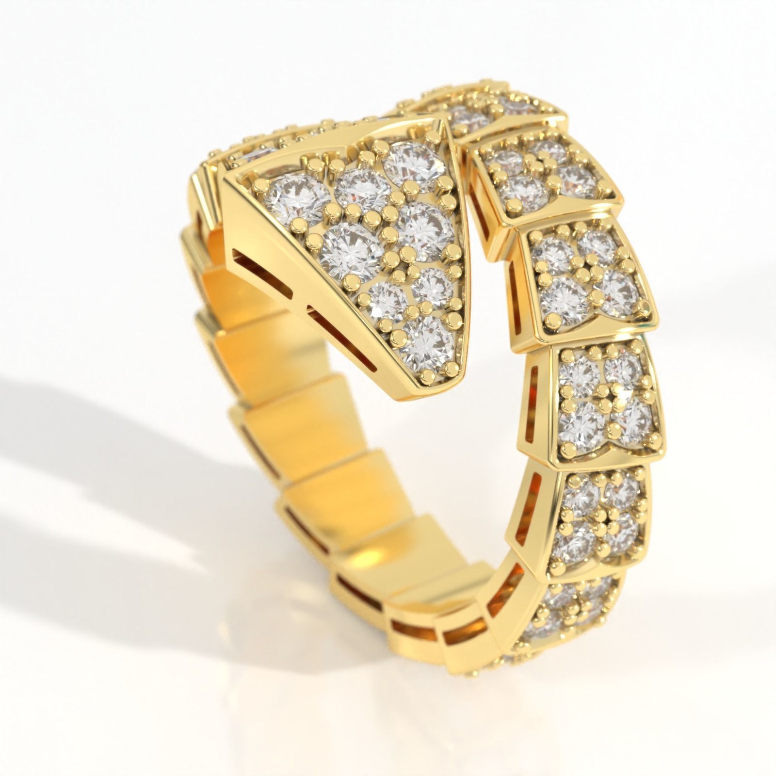 BVLGARI snake diamonds ring 3D print model_5