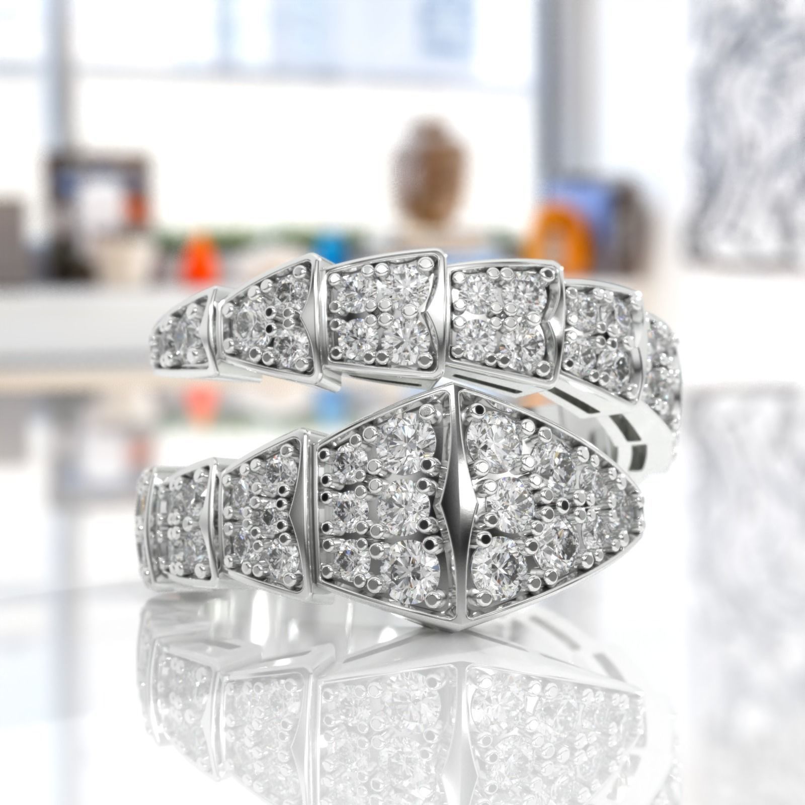 BVLGARI snake diamonds ring 3D print model_9