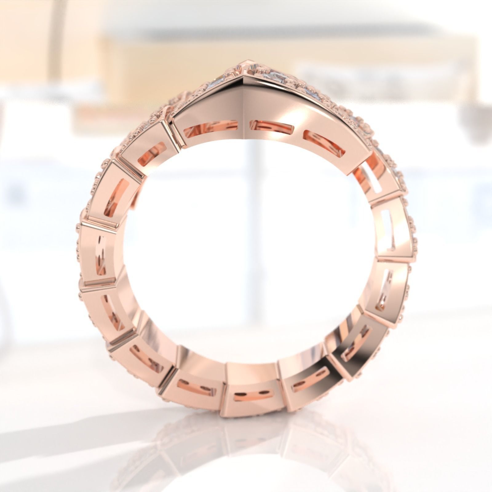 BVLGARI snake diamonds ring 3D print model_7