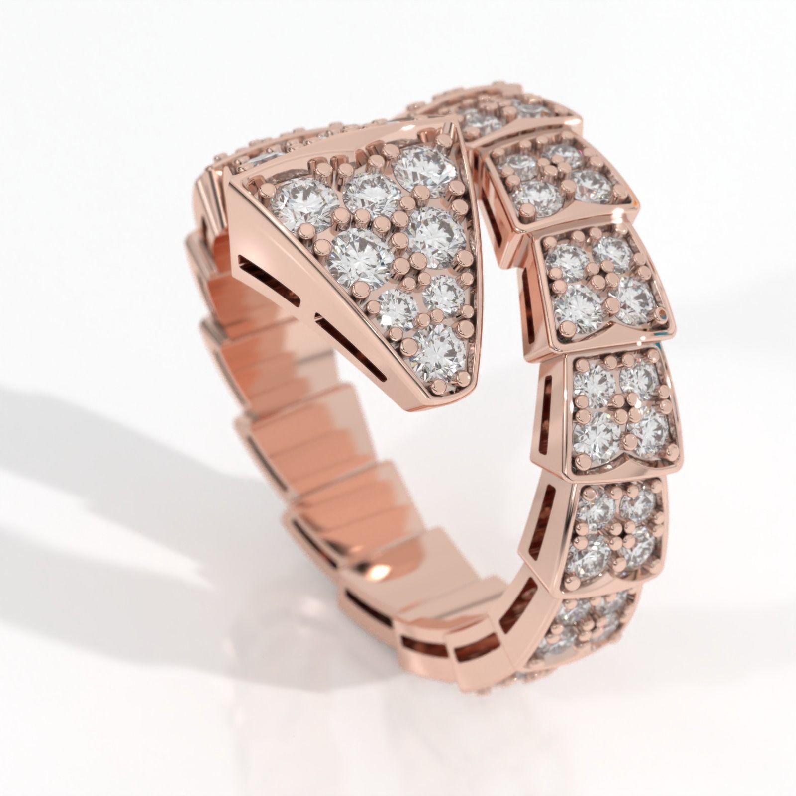 BVLGARI snake diamonds ring 3D print model_4