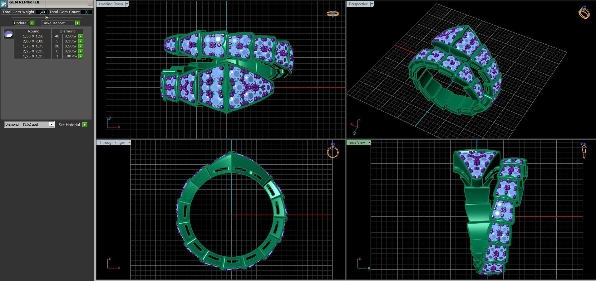 BVLGARI snake diamonds ring 3D print model_2