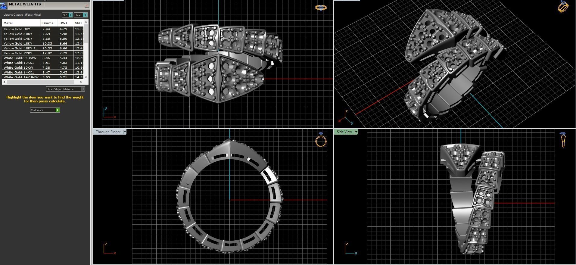 BVLGARI snake diamonds ring 3D print model_1