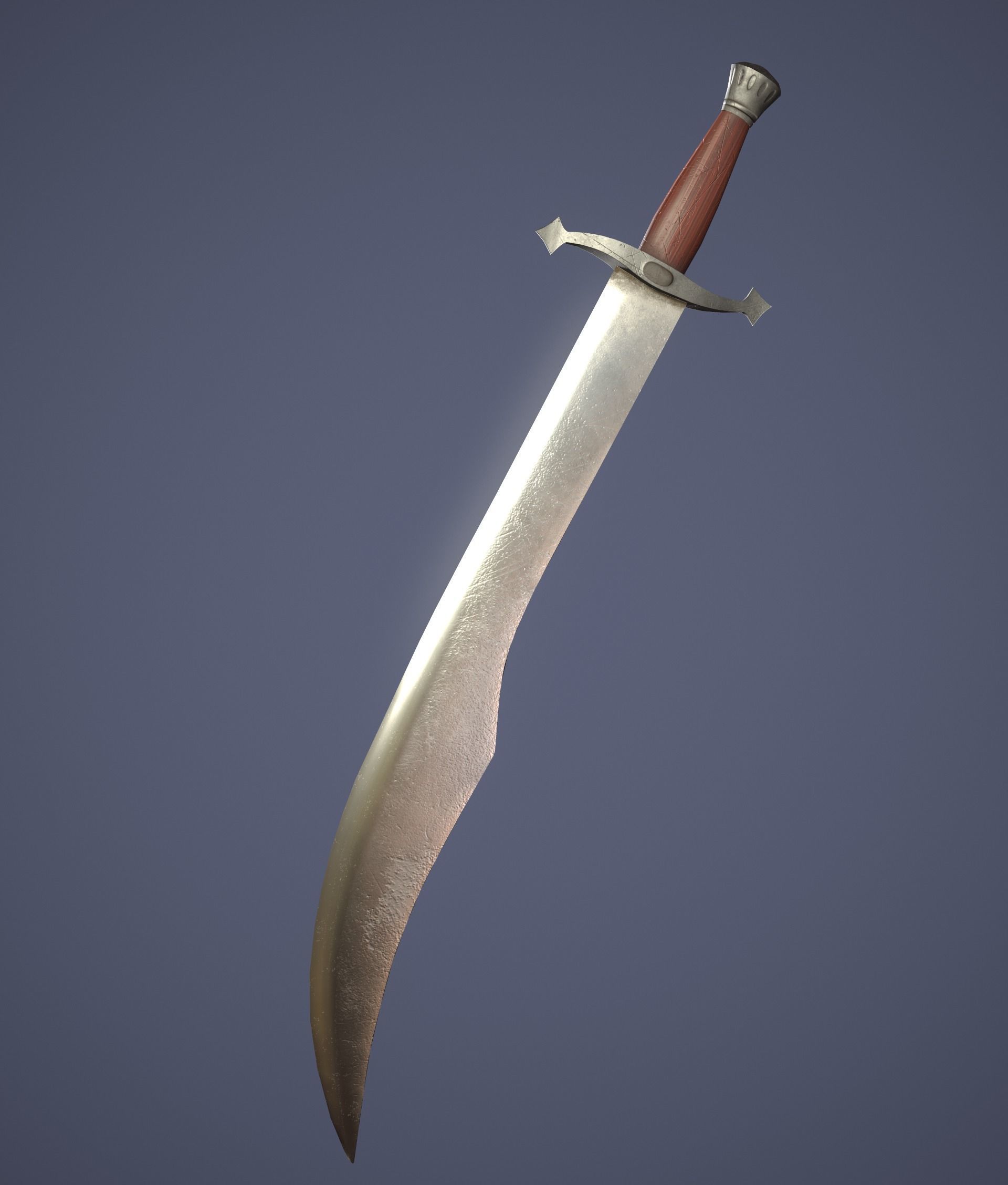 Falchion sword Low-poly 3D model_3