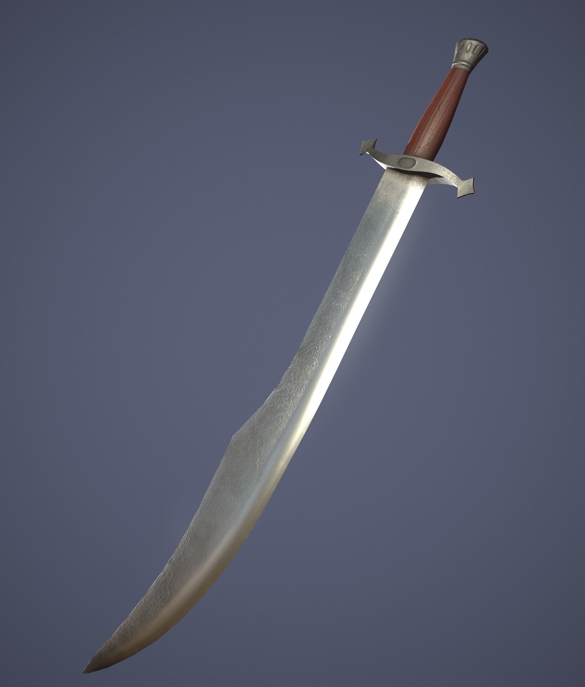 Falchion sword Low-poly 3D model_4