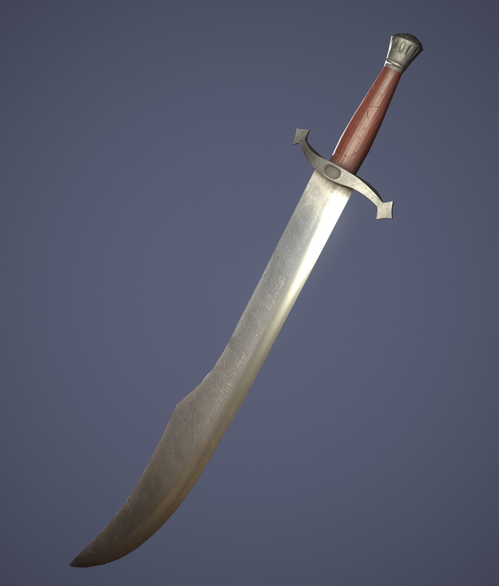 Falchion sword Low-poly 3D model_1