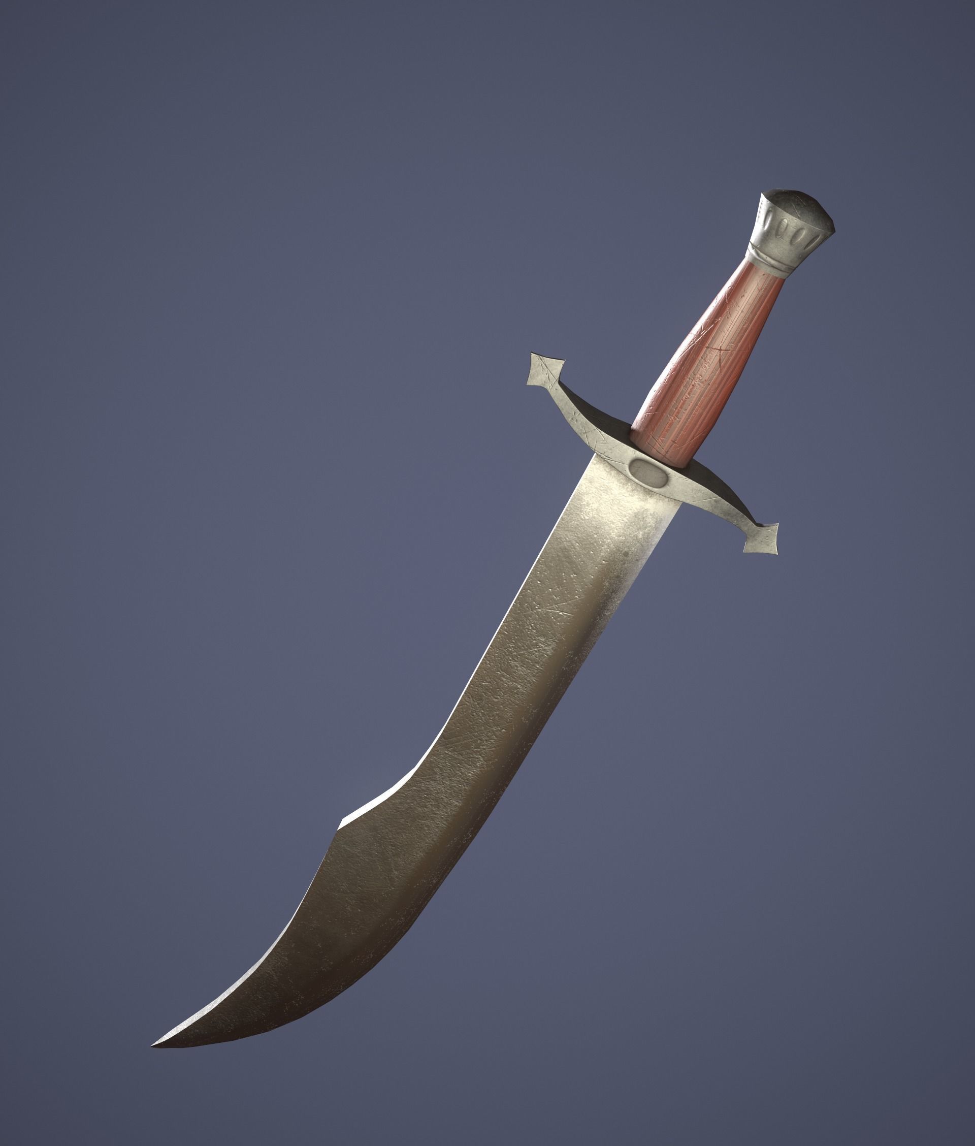 Falchion sword Low-poly 3D model_2