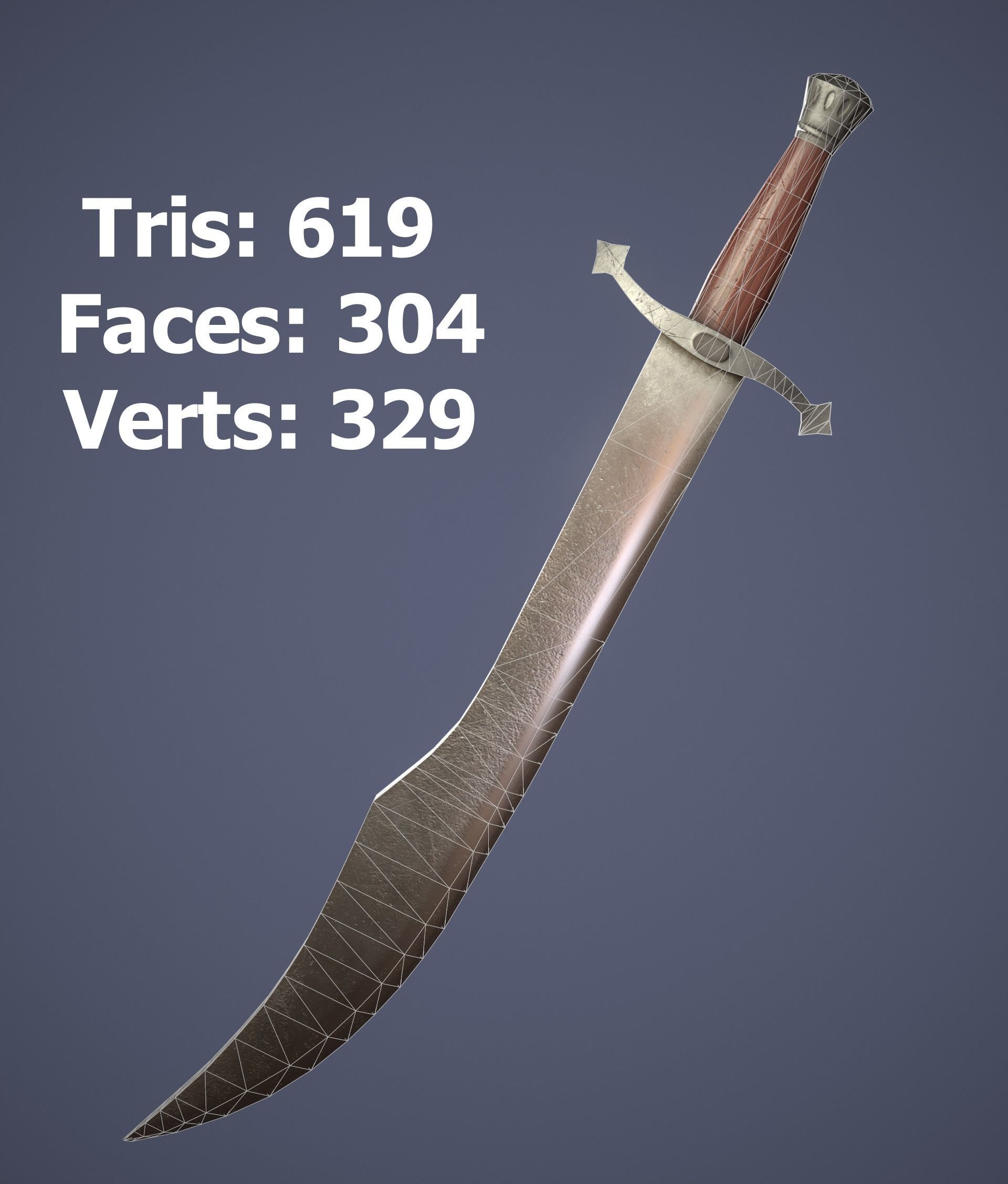 Falchion sword Low-poly 3D model_5