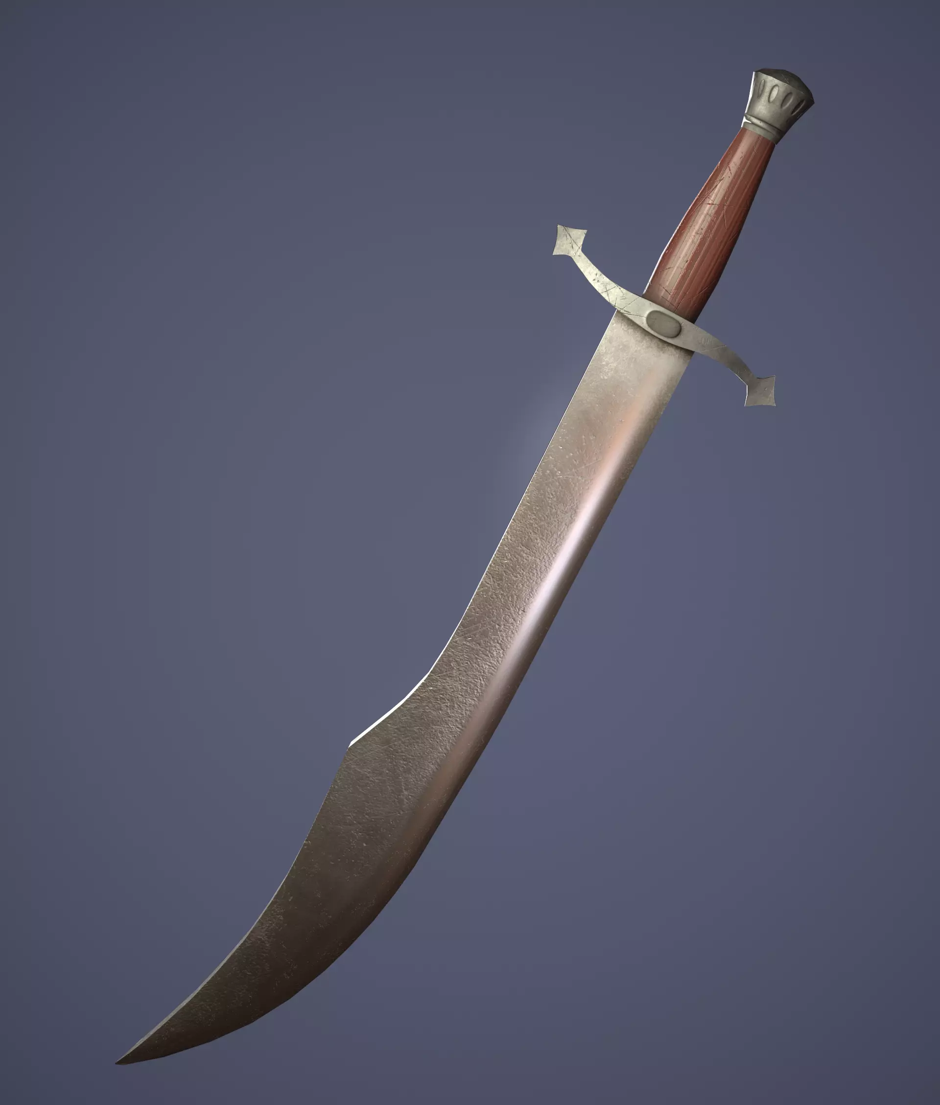 Falchion sword Low-poly 3D model_0