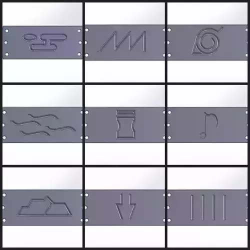 Naruto headbands 9pic 1 to 1 3D print model 3D print model