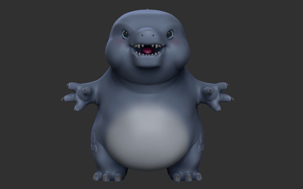 Godzilla statue Low-poly 3D model_7