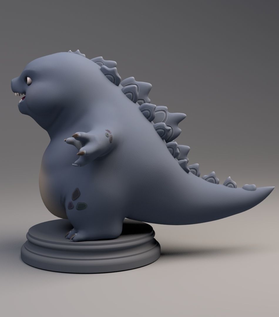 Godzilla statue Low-poly 3D model_3