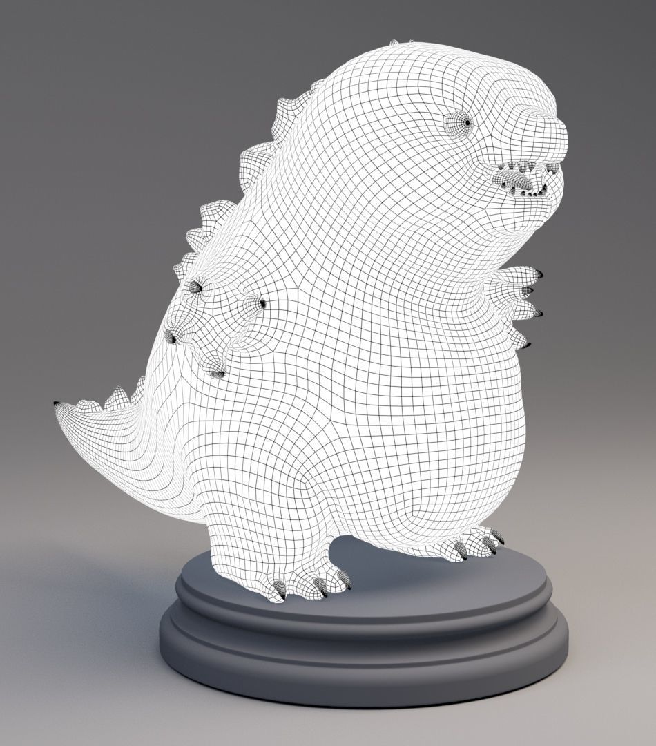 Godzilla statue Low-poly 3D model_5