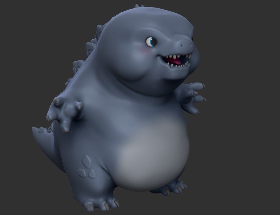 Godzilla statue Low-poly 3D model_6