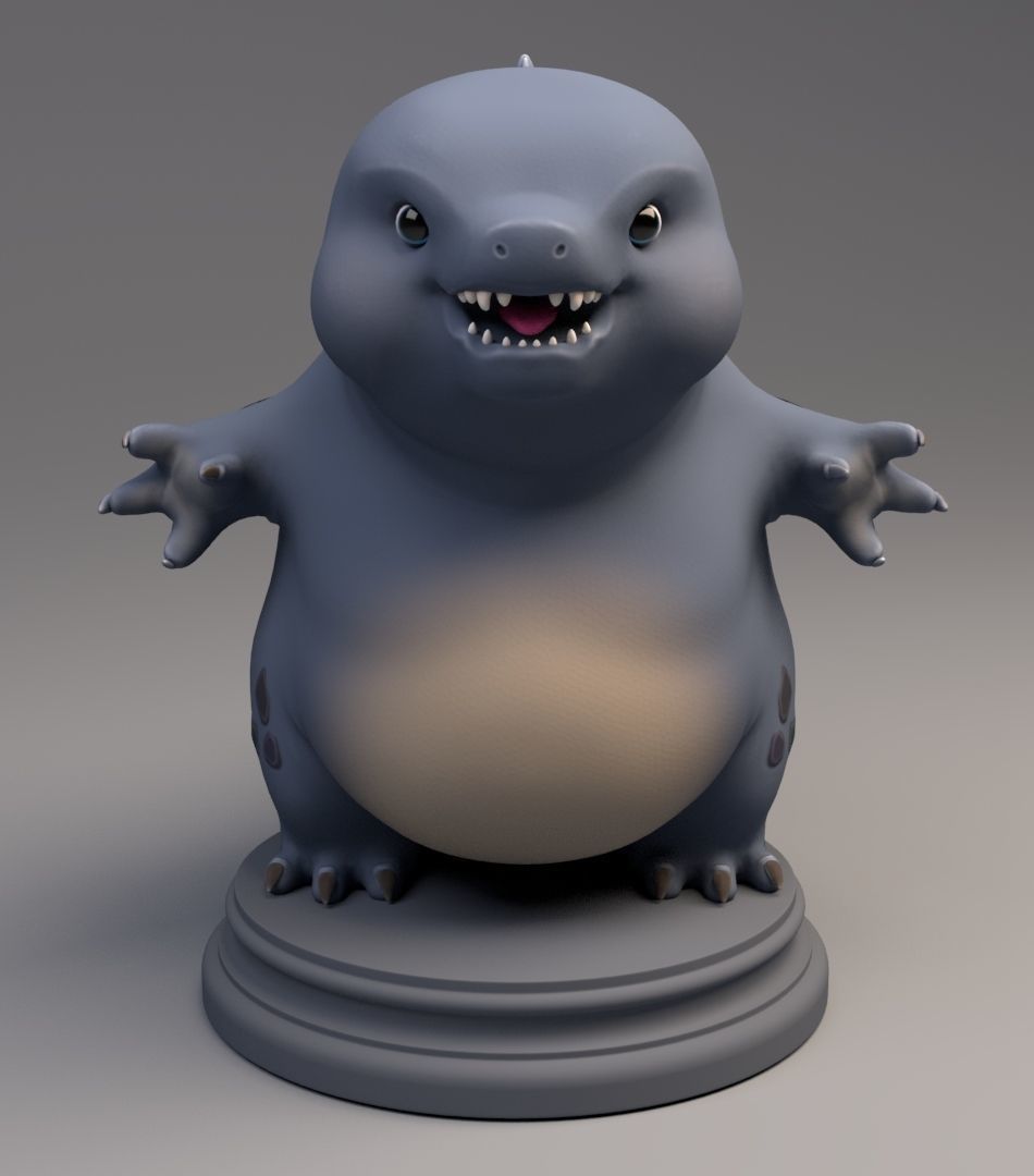 Godzilla statue Low-poly 3D model_2