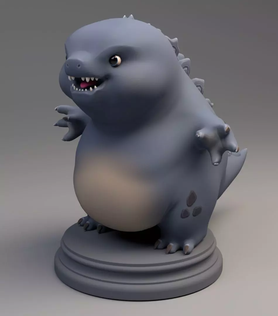 Godzilla statue Low-poly 3D model_0