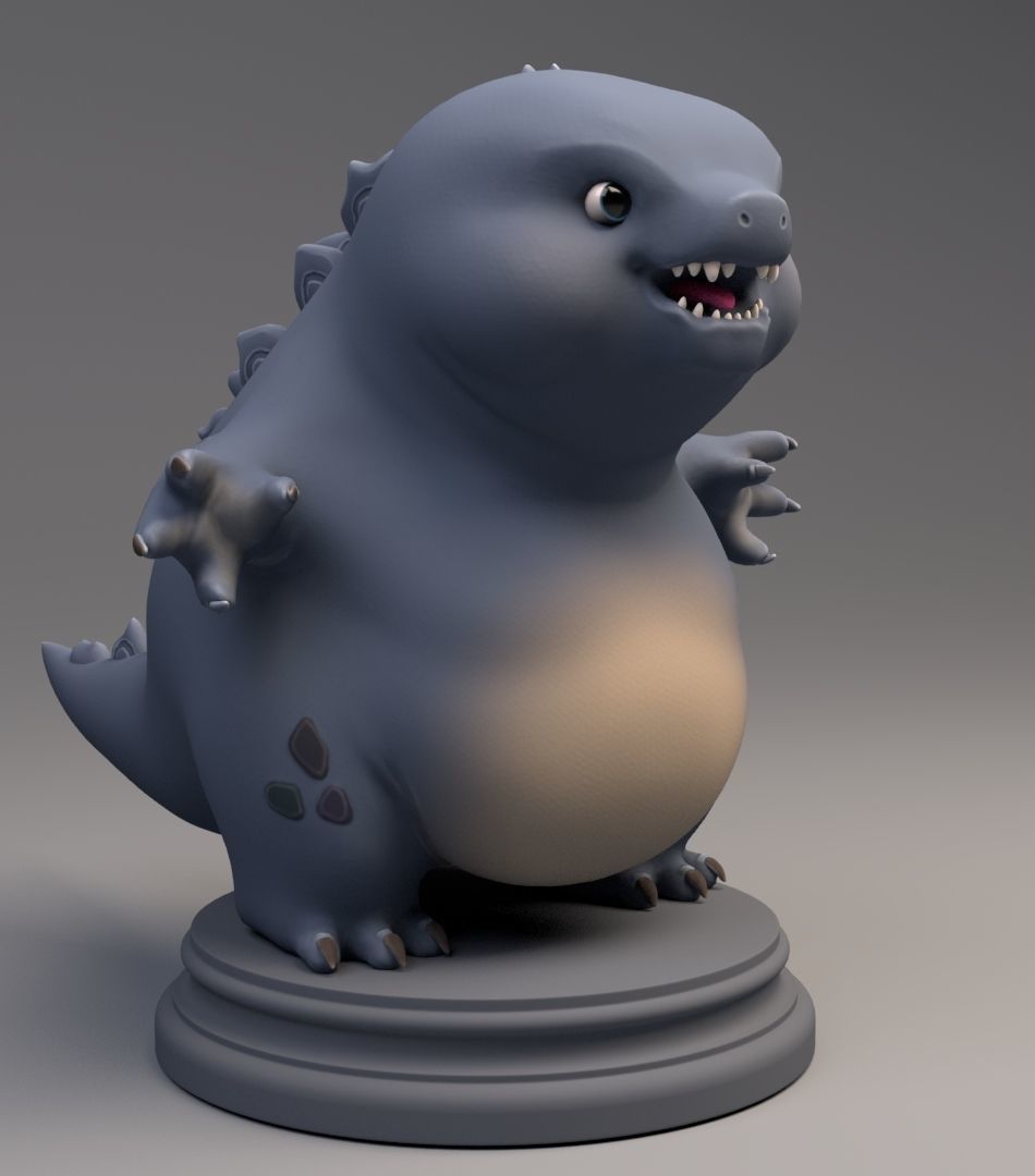Godzilla statue Low-poly 3D model_4