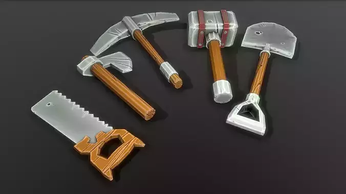 Stylized Tools Pack Low-poly 3D model