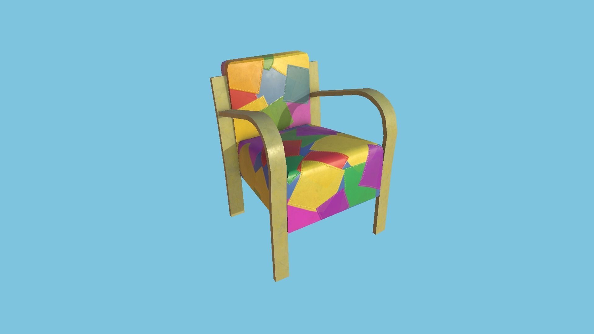 Colored Leather Armchair - Furniture Interior Design Low-poly 3D model_4