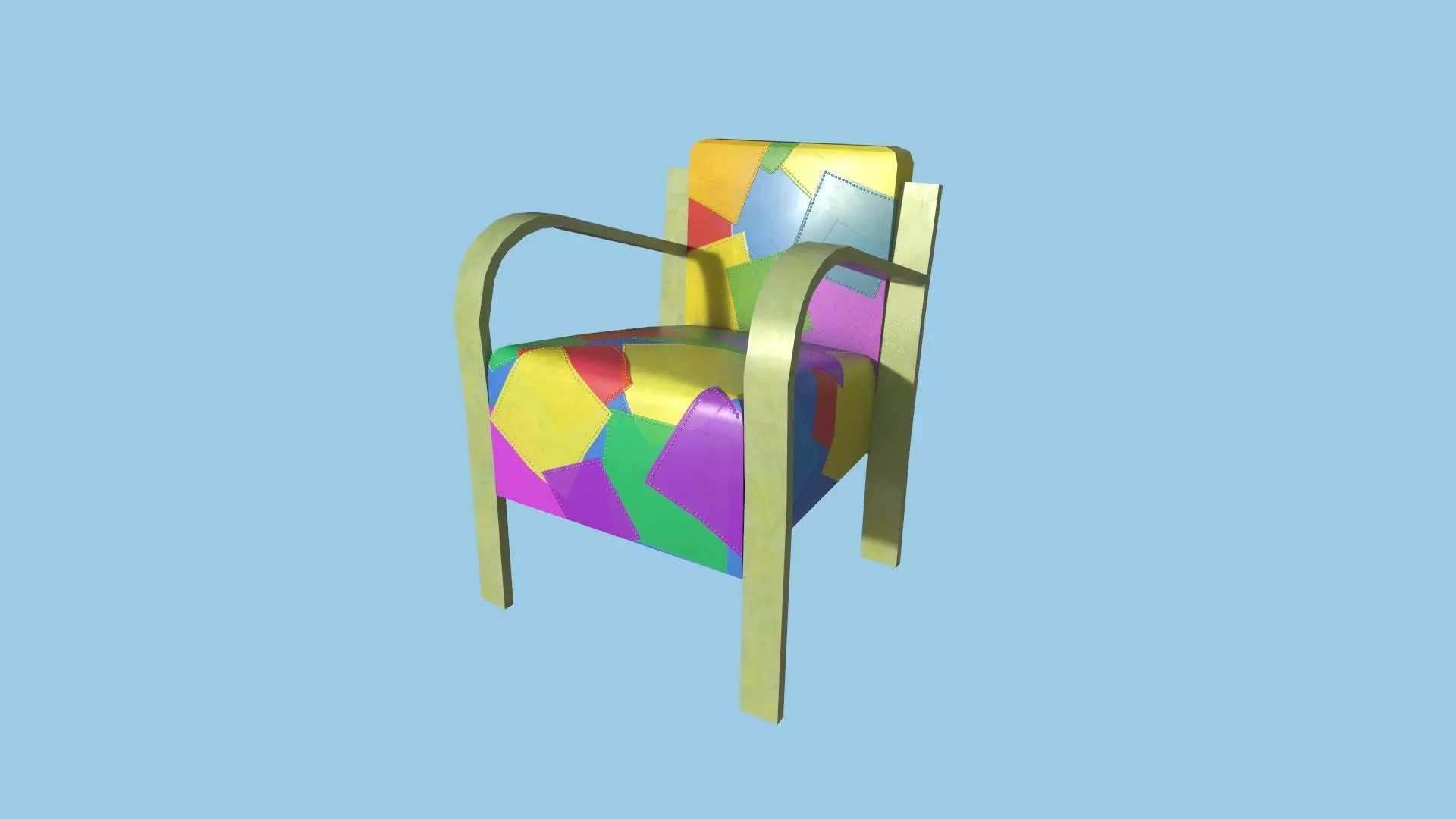 Colored Leather Armchair - Furniture Interior Design Low-poly 3D model_0