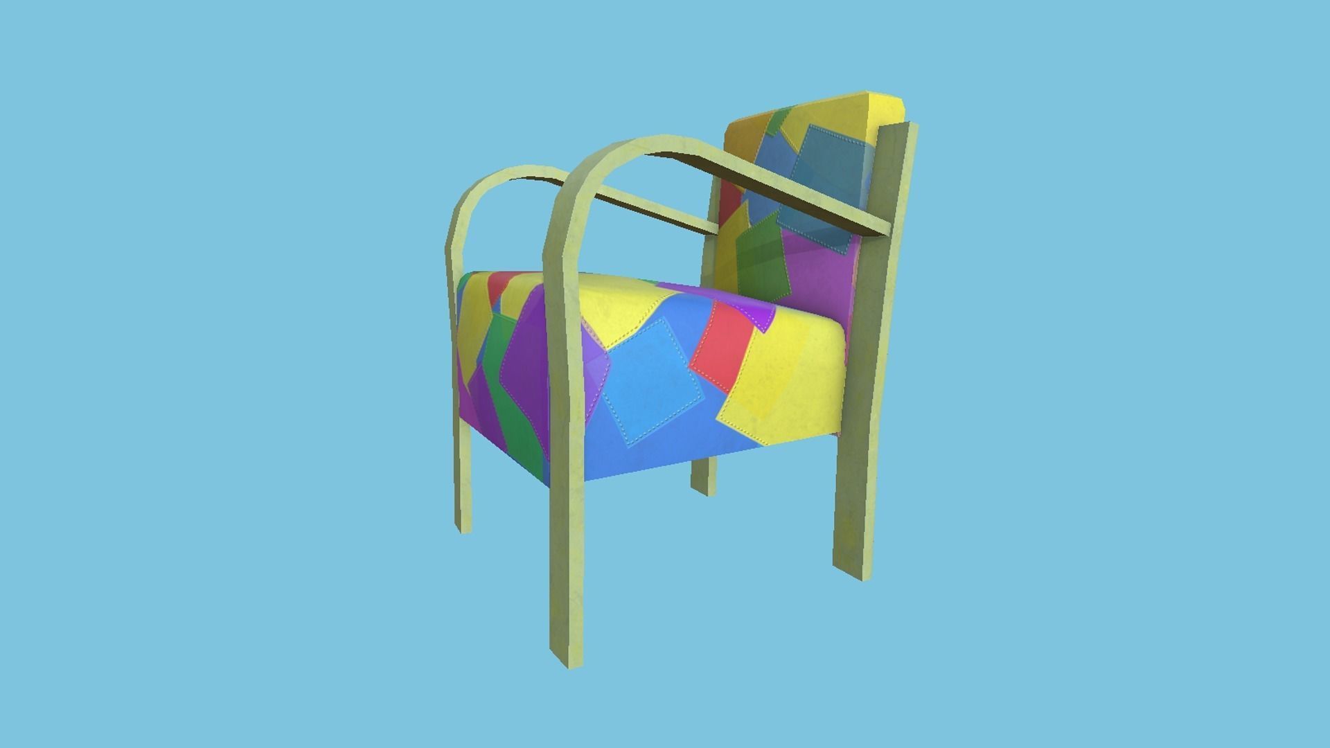 Colored Leather Armchair - Furniture Interior Design Low-poly 3D model_2