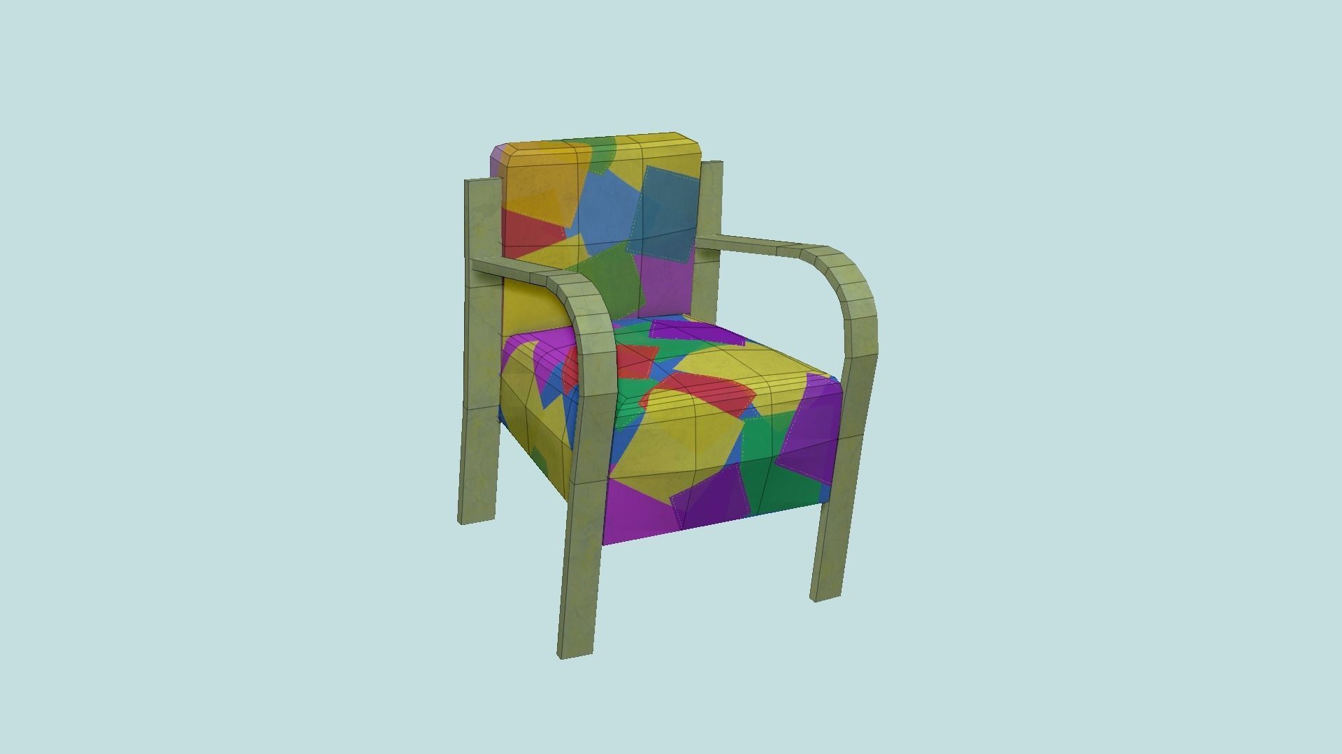 Colored Leather Armchair - Furniture Interior Design Low-poly 3D model_6