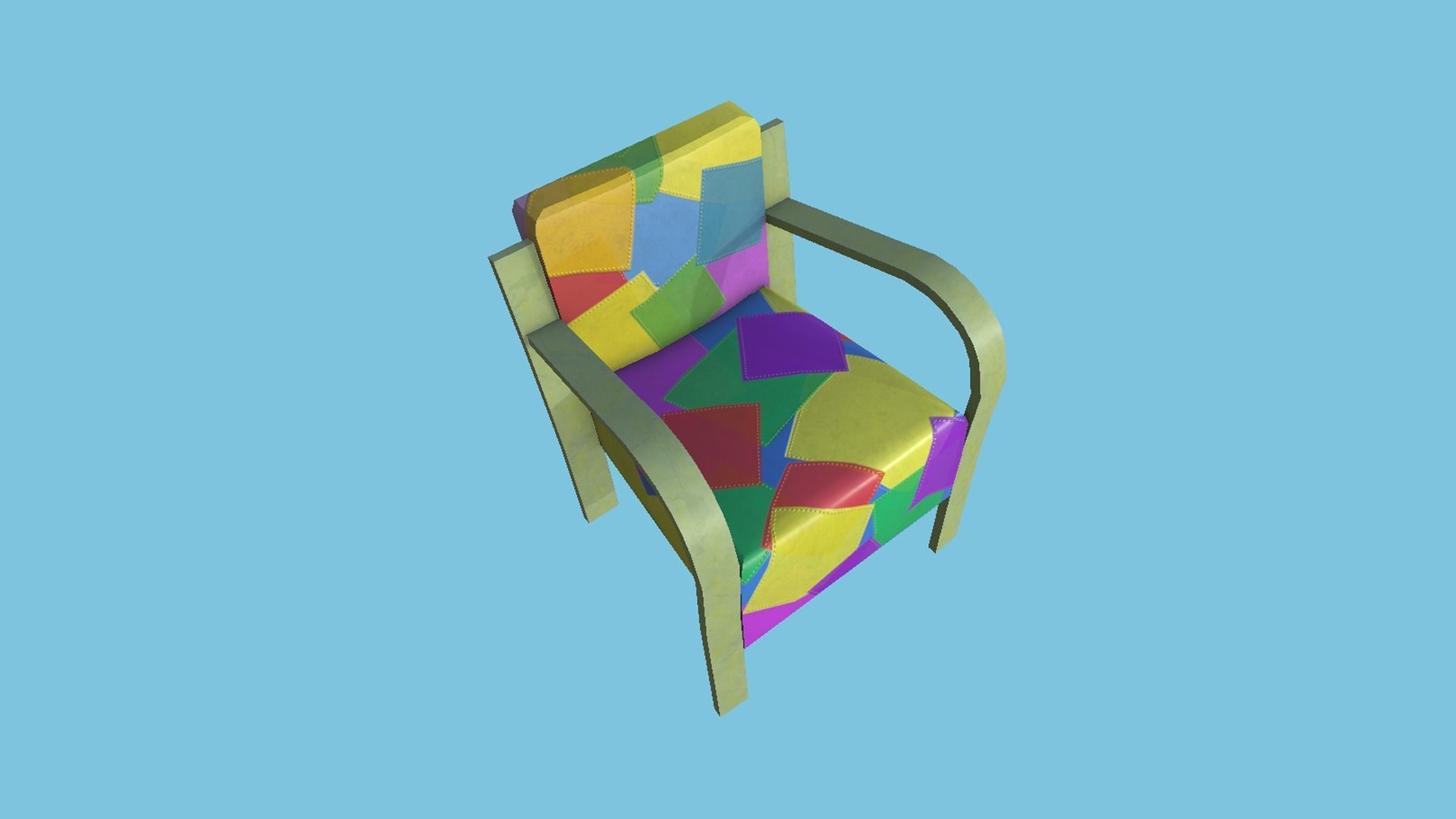 Colored Leather Armchair - Furniture Interior Design Low-poly 3D model_1